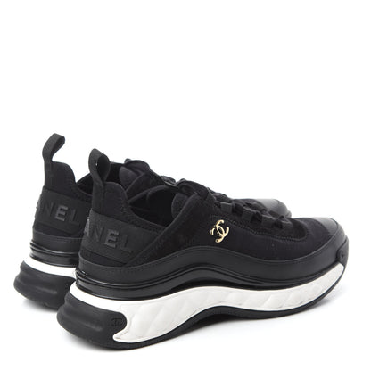 Chanel Fabric Calfskin Suede CC Sneakers 38 Black 4 of 10