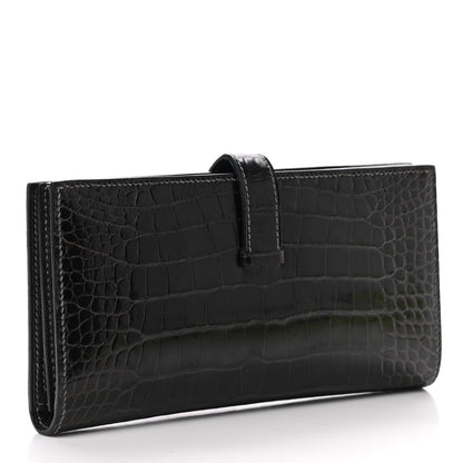 Hermes Shiny Alligator Bearn Wallet Graphite 3 of 9