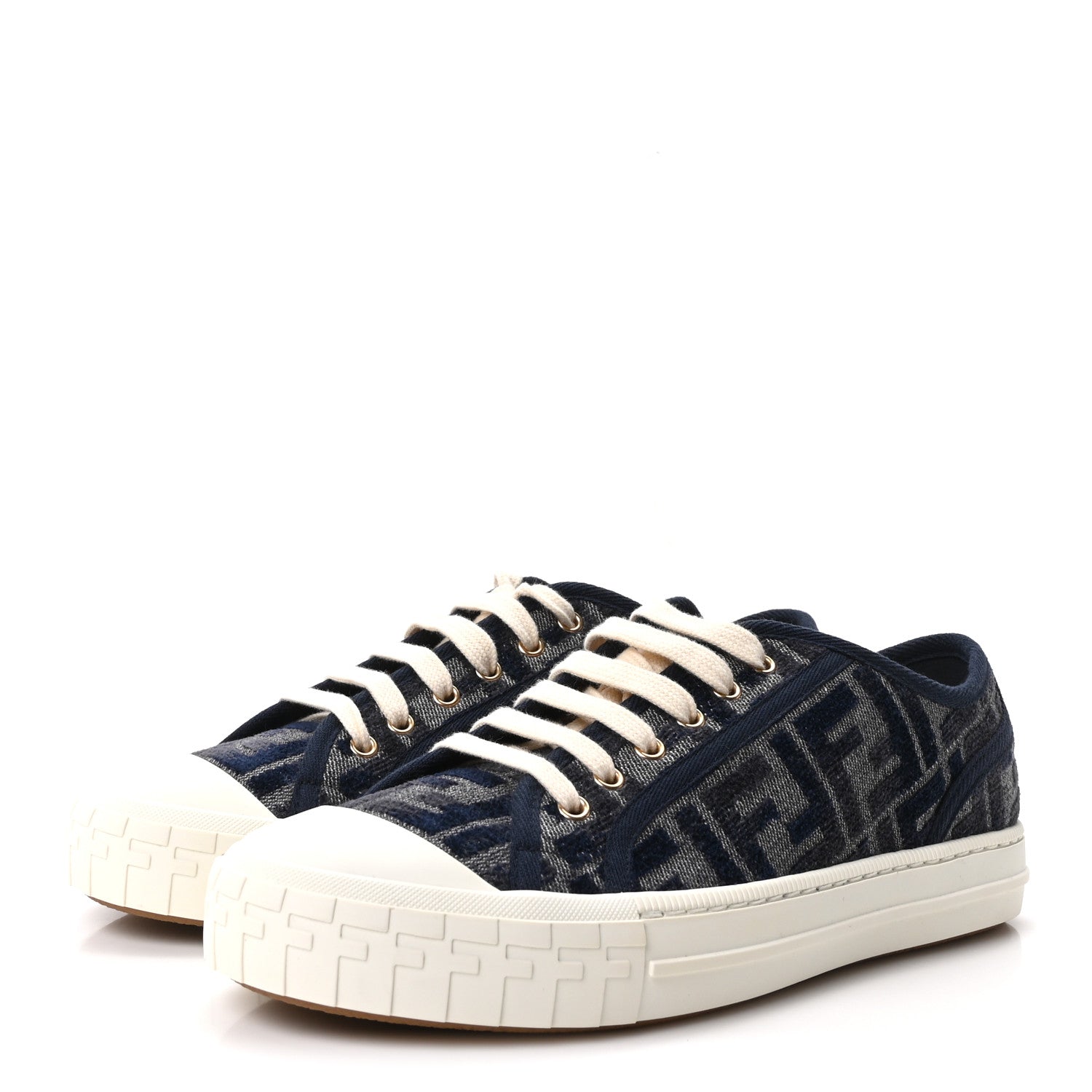 Fendi Fabric Jacquard FF Womens Domino Low Top Sneakers 38.5 Tobacco 4 of 10