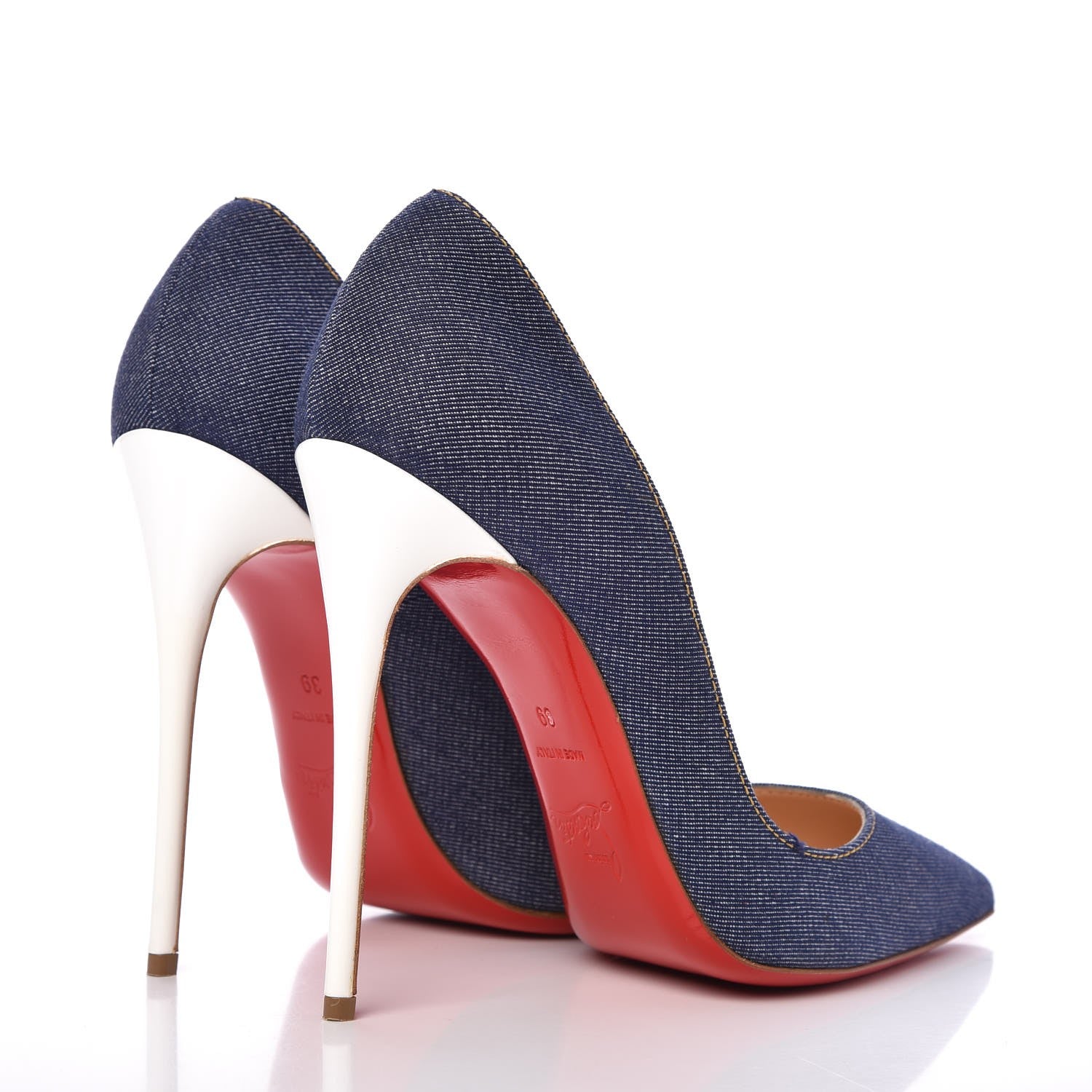 Christian Louboutin Denim Jazz Calf So Kate 120 Pumps 39 Blue White 4 of 11