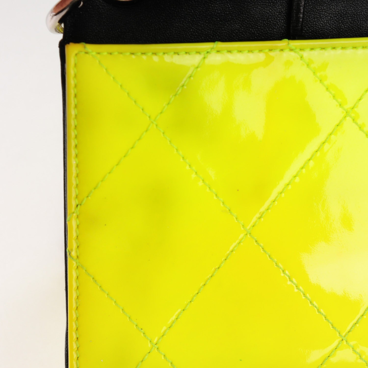 Chanel Patent Stitched CC Flap Wallet Clutch Yellow 13 of 15