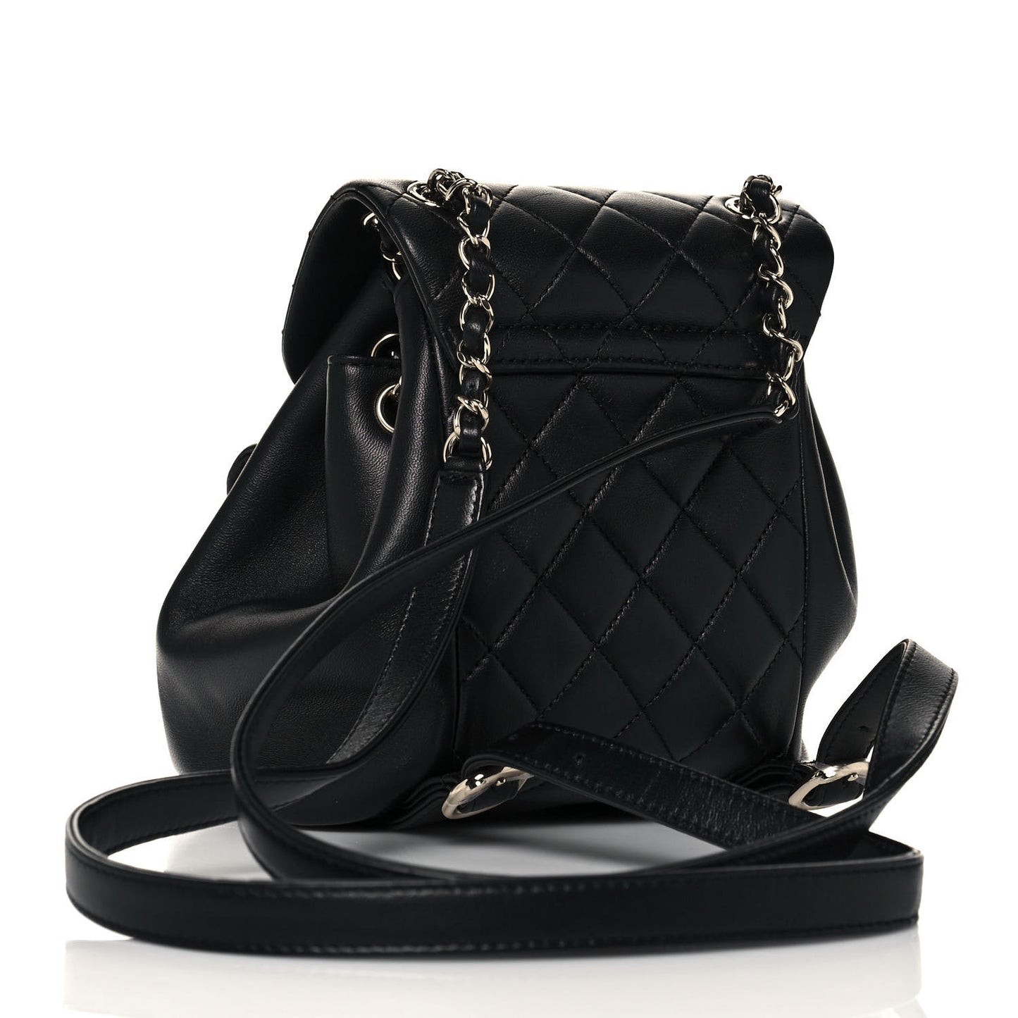 Lambskin Quilted Small Duma Drawstring Backpack Black