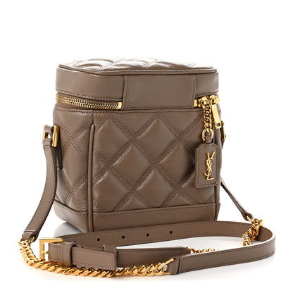 Saint Laurent Grain de Poudre Quilted 80's Vanity Bag Dark Beige 3 of 10