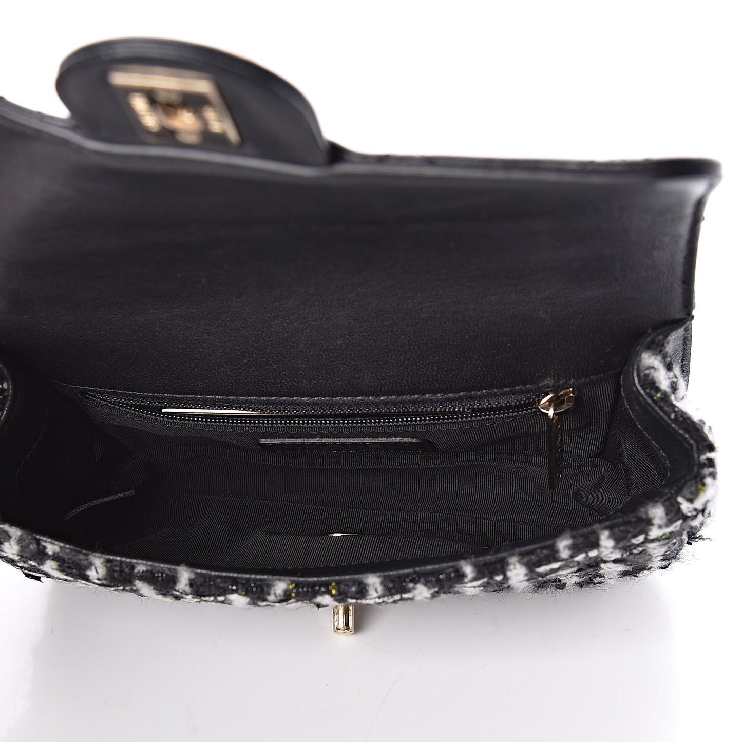 Tweed Calfskin Quilted Flap Black Multicolor