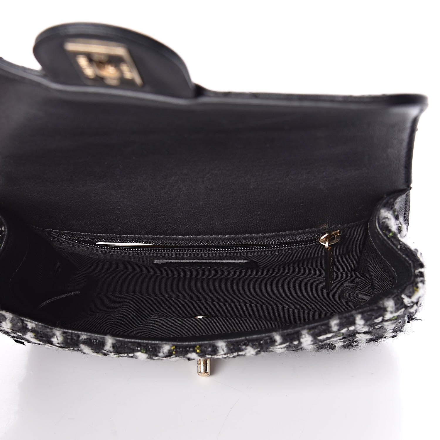 Chanel Tweed Calfskin Quilted Flap Black Multicolor 5 of 9