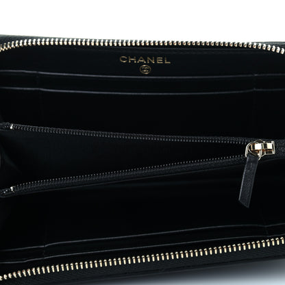 Chanel Caviar Quilted Medium Filigree Zip Around Wallet Black 5 of 9