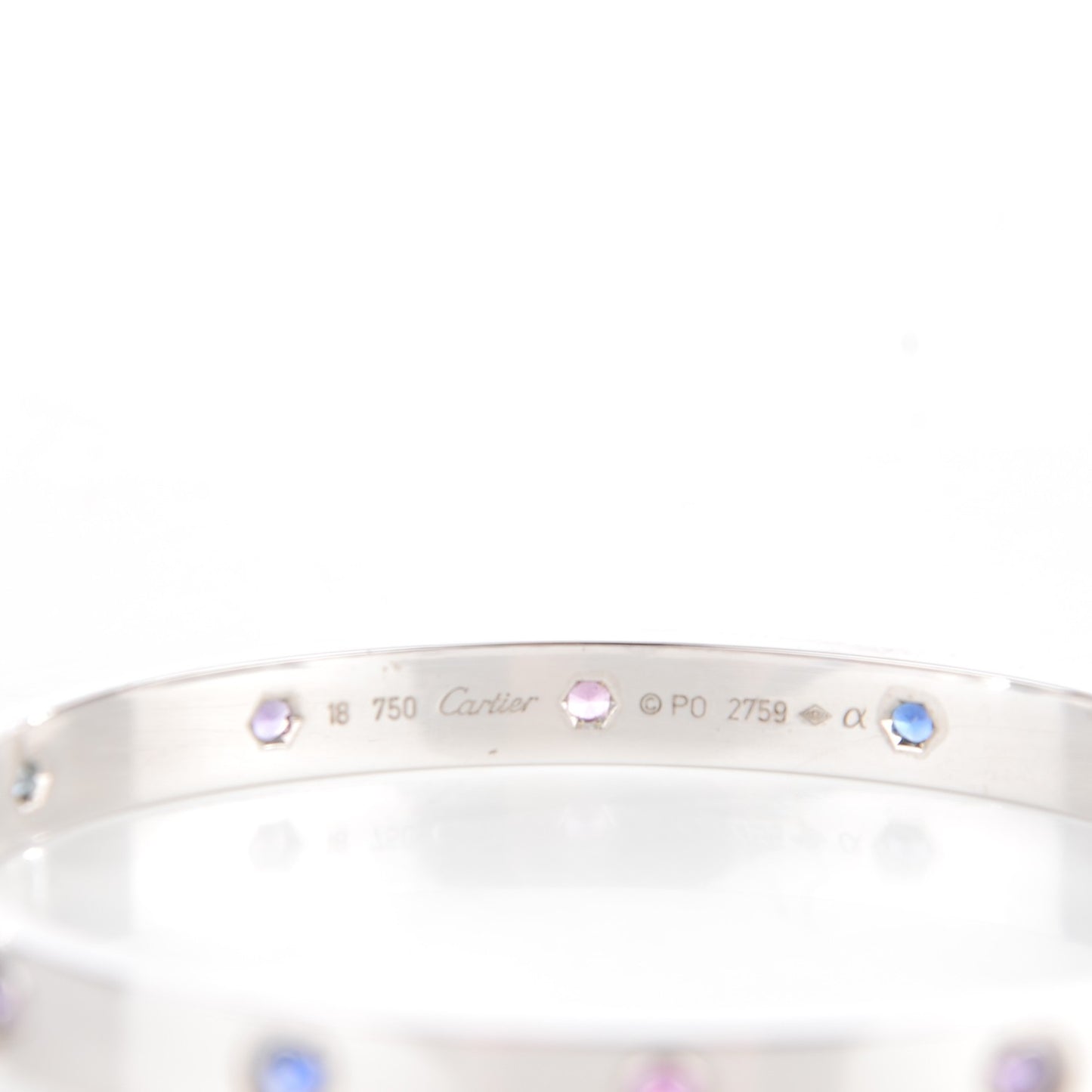 18K White Gold Aquamarine Sapphire Spinel Amethyst LOVE Bracelet 18