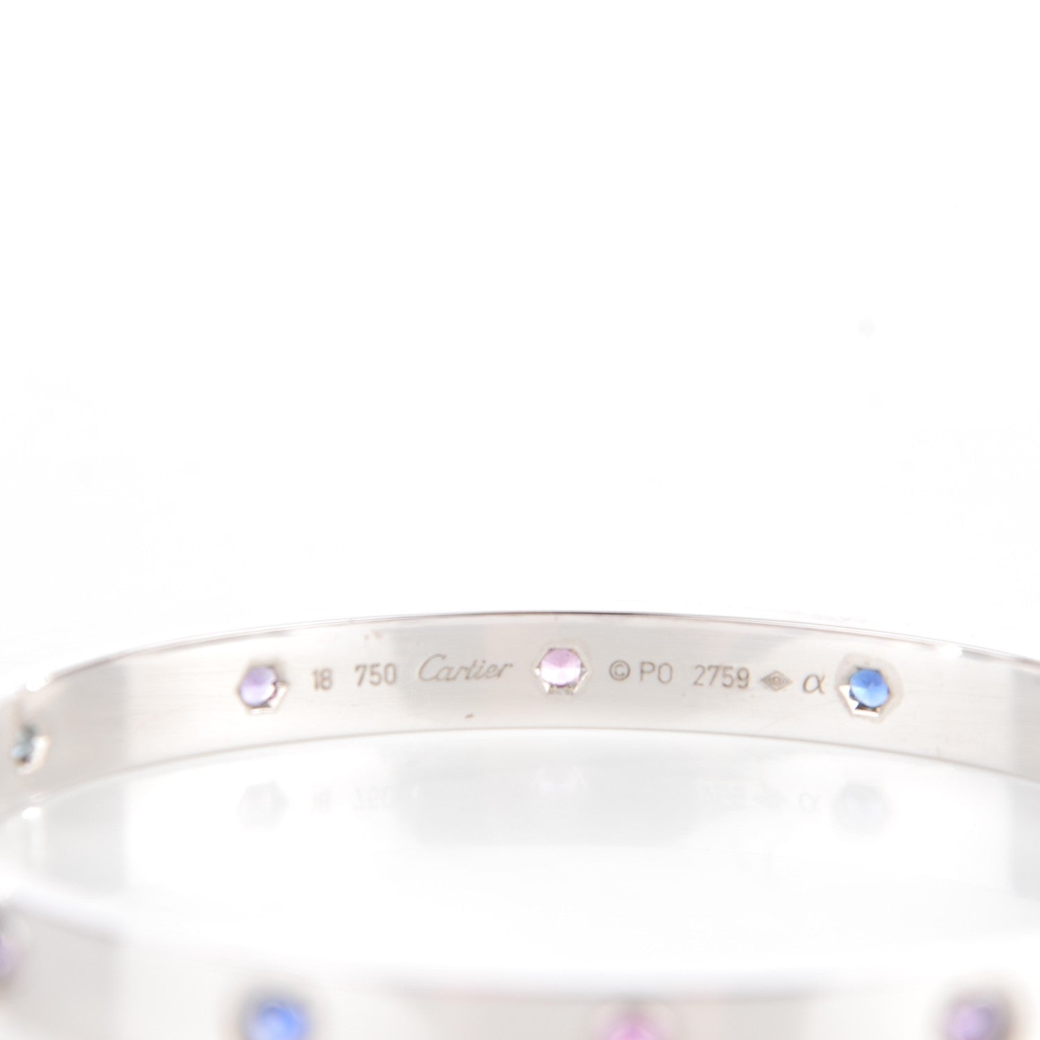 Cartier 18K White Gold Aquamarine Sapphire Spinel Amethyst LOVE Bracelet 18 3 of 5