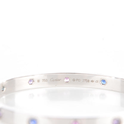 Cartier 18K White Gold Aquamarine Sapphire Spinel Amethyst LOVE Bracelet 18 3 of 5