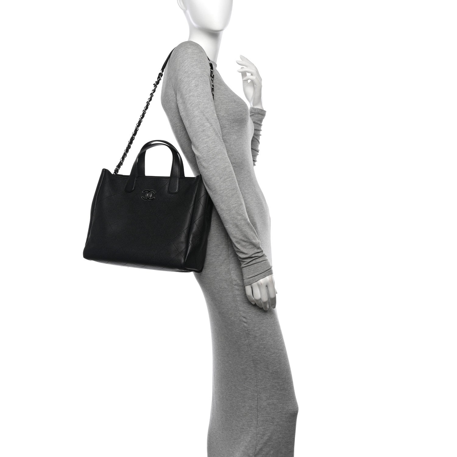 Chanel Caviar Stitched Medium Lady Coco Shopping Tote Black 2 of 11