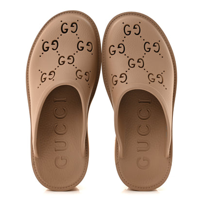 Gucci Rubber GG Monogram Perforated Elea Platform 55mm Lug Sole Sandals 39 Vintage Camel 2 of 10