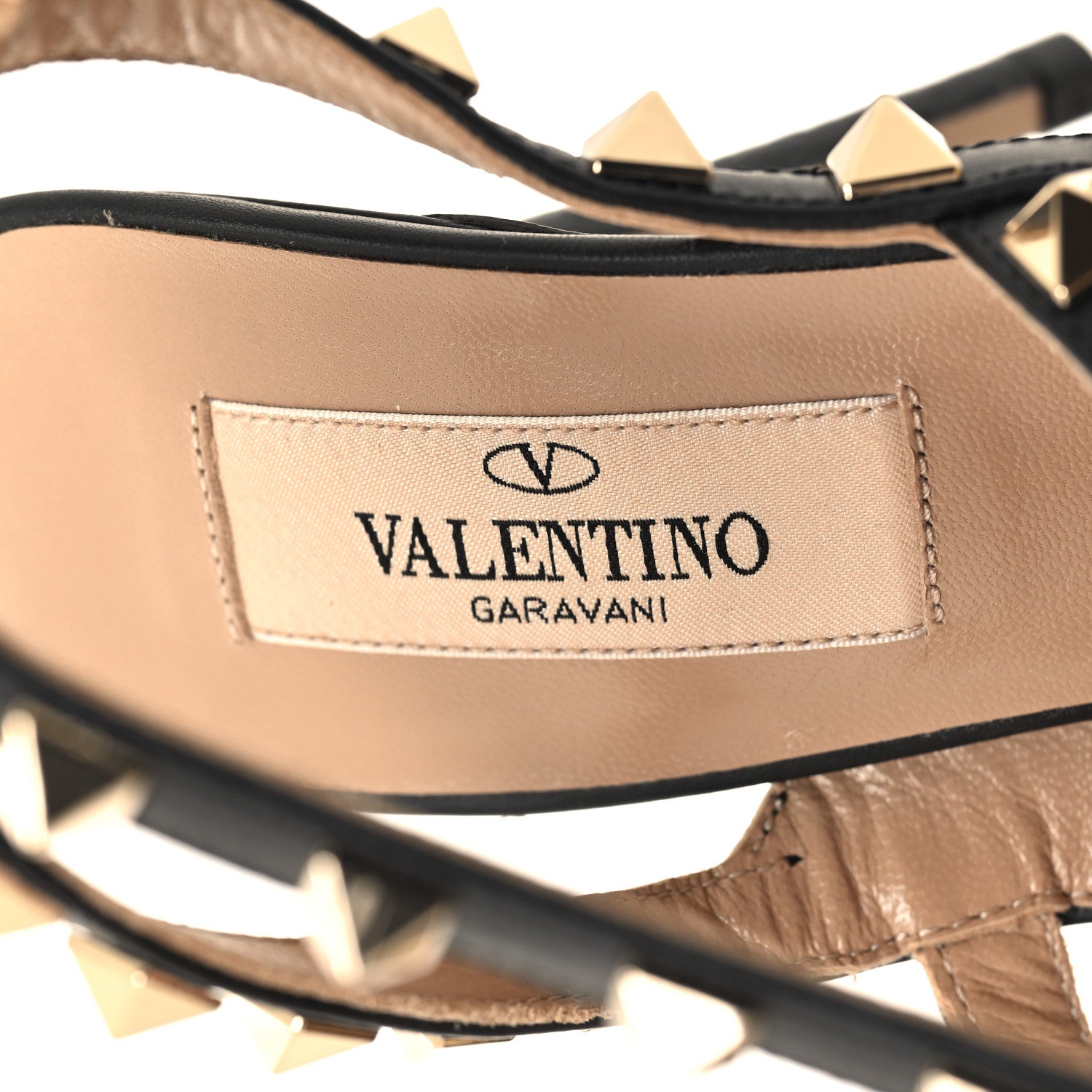 Valentino Garavani Pebbled Calfskin Rockstud Ankle Strap Pumps 35 Black 8 of 9