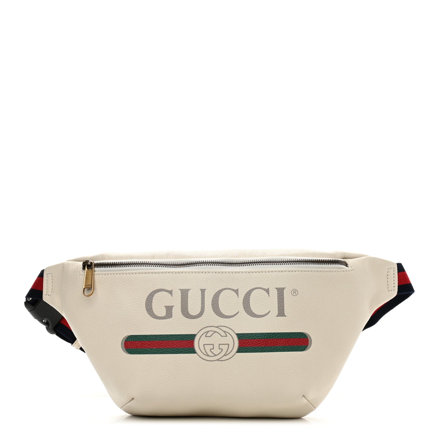 Grained Calfskin Logo Belt Bag White