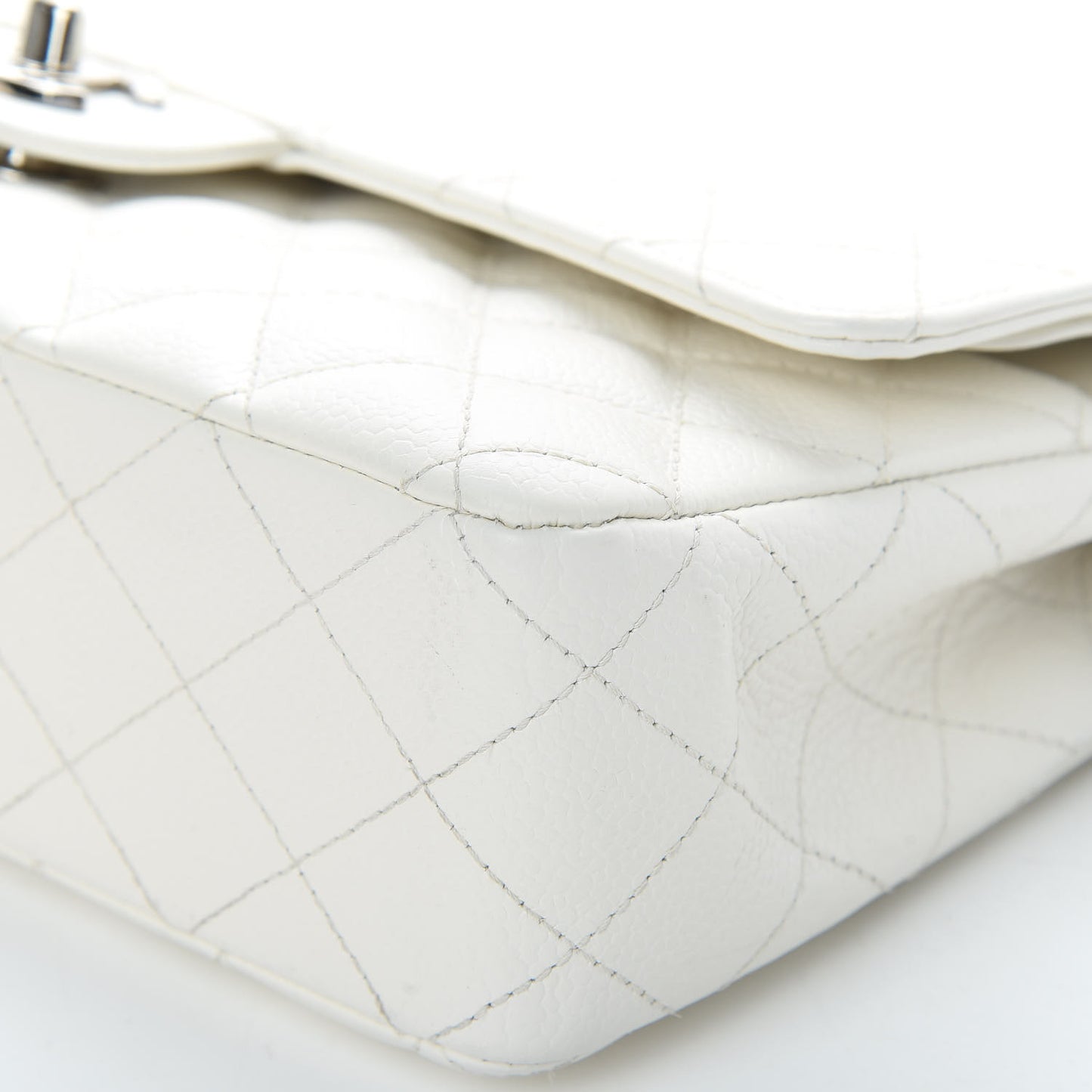 Caviar Quilted Small Double Flap White