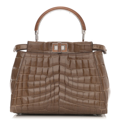 Fendi Crocodile Mini Peekaboo Iconic Satchel Brown 1 of 9