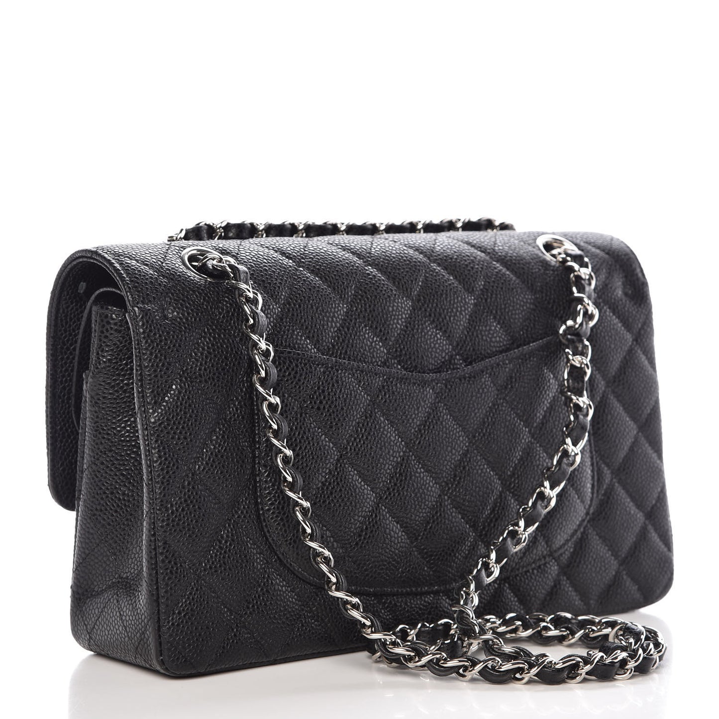 Caviar Quilted Medium Double Flap Black