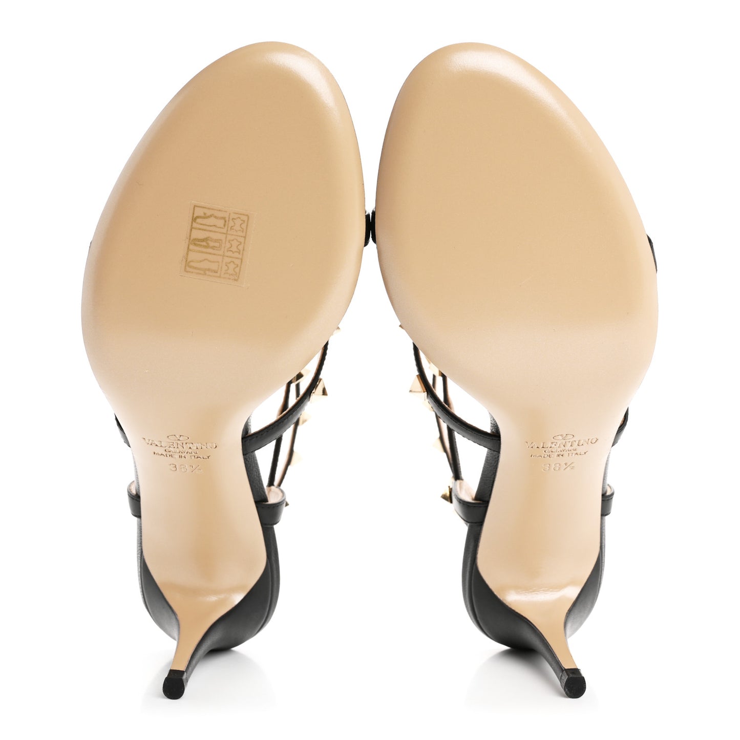 Calfskin Nappa Rockstud Gladiator 70mm Sandals 38.5 Black