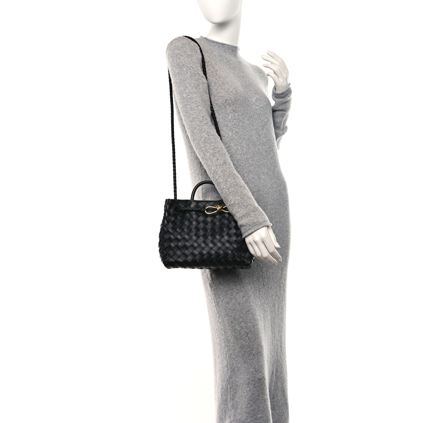 Nappa Intrecciato Small Andiamo Shoulder Bag Black