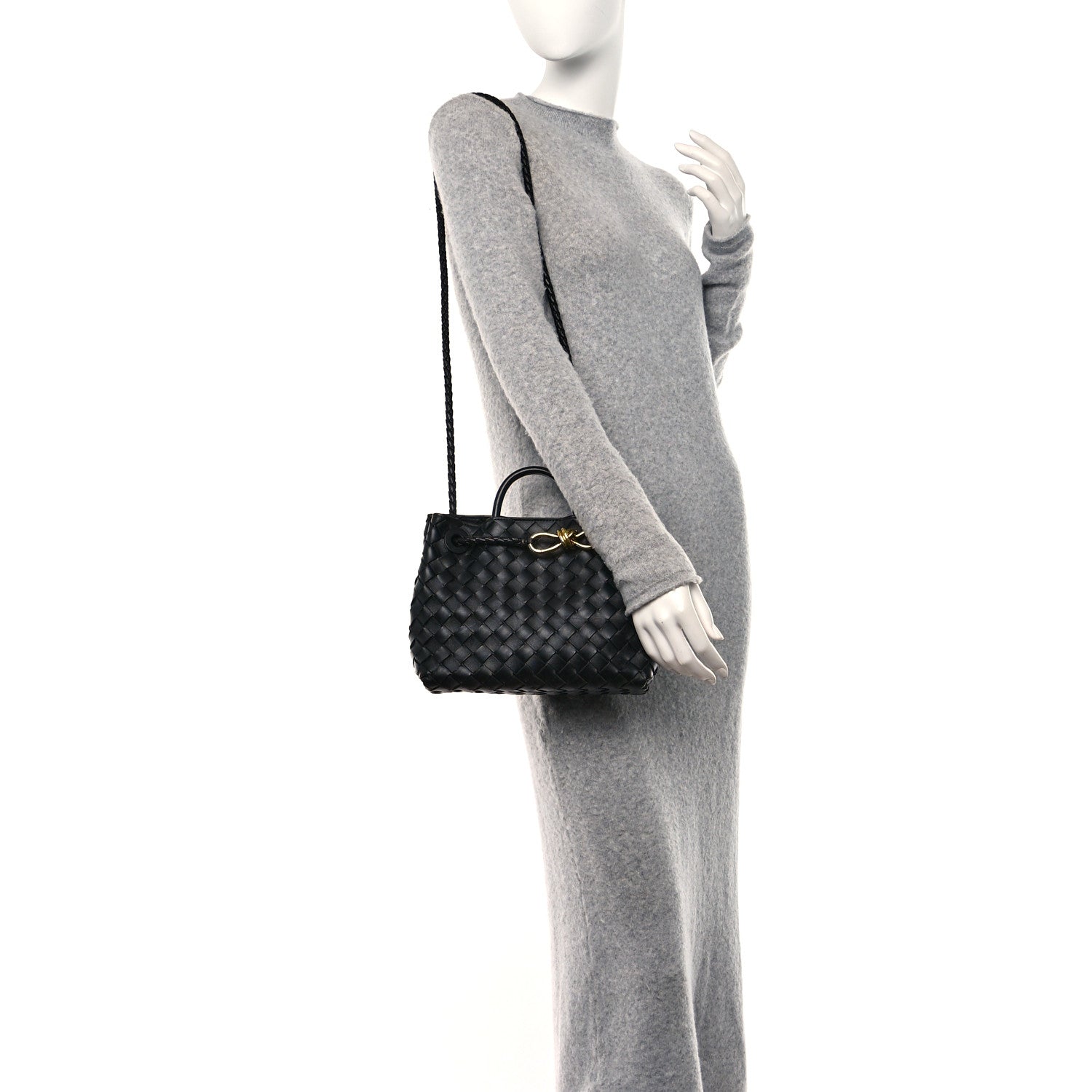 Bottega Veneta Nappa Intrecciato Small Andiamo Shoulder Bag Black 2 of 12