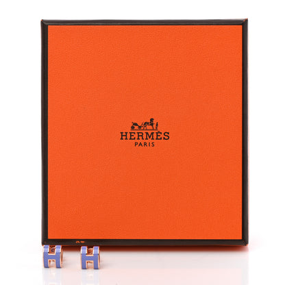 Hermes Rose Gold Lacquered Mini Pop H Earrings Lilac 5 of 5