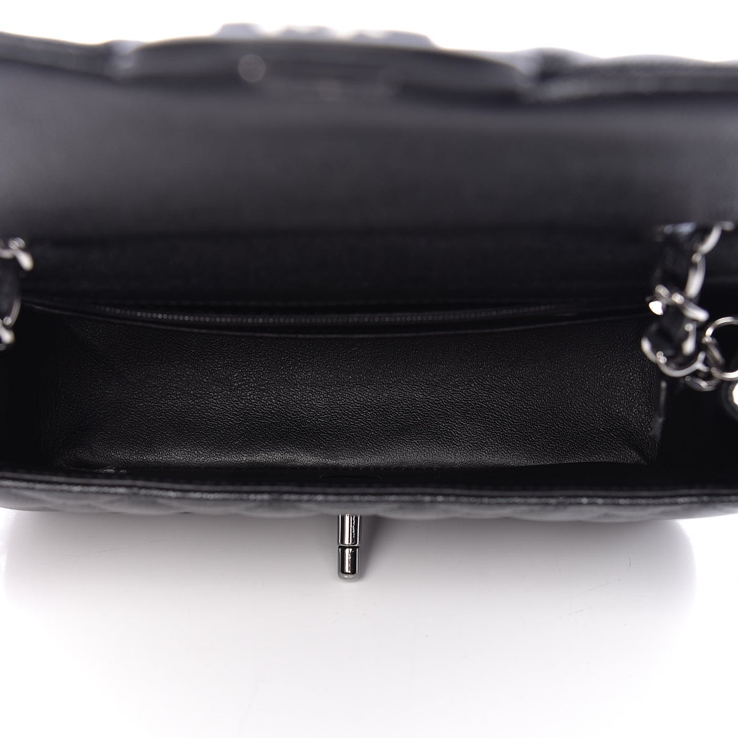 Iridescent Caviar Quilted Mini Rectangular Flap Black