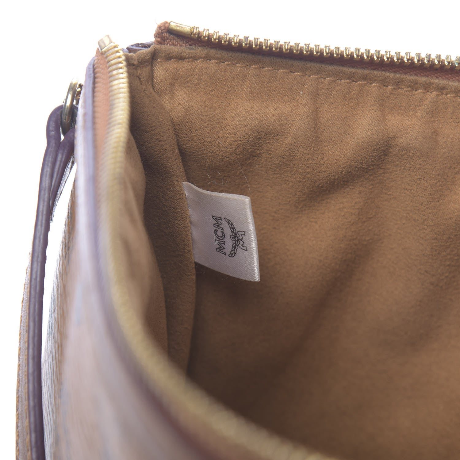 MCM Visetos Liz Shopper Tote Pouch Cognac 7 of 15