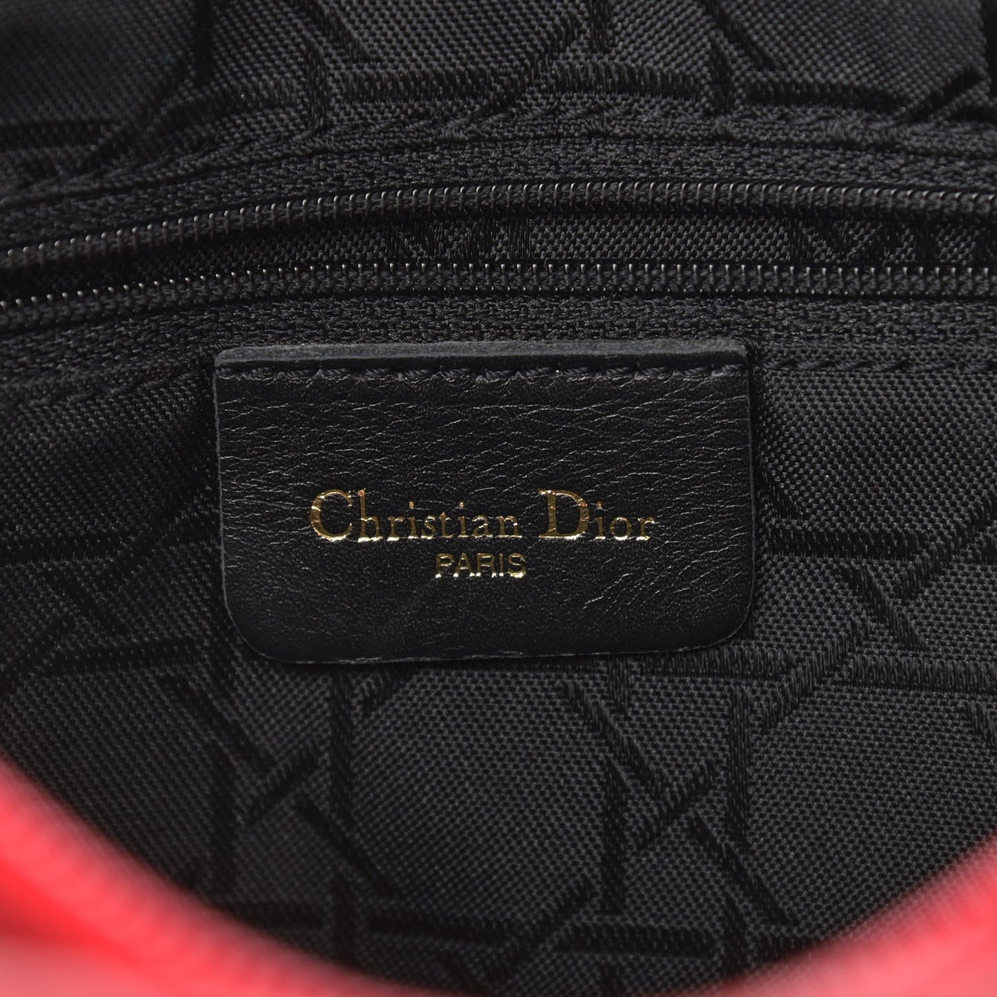 Nylon Cannage Medium Lady Dior Red