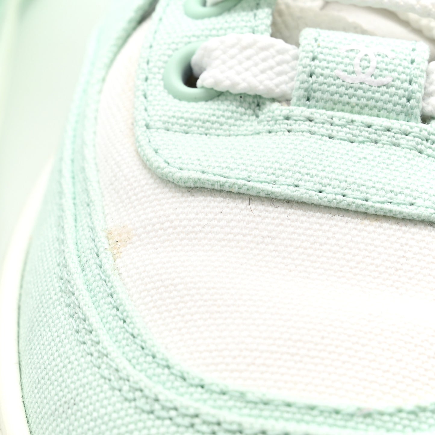 Cotton Sneakers 38.5 Light Turquoise White