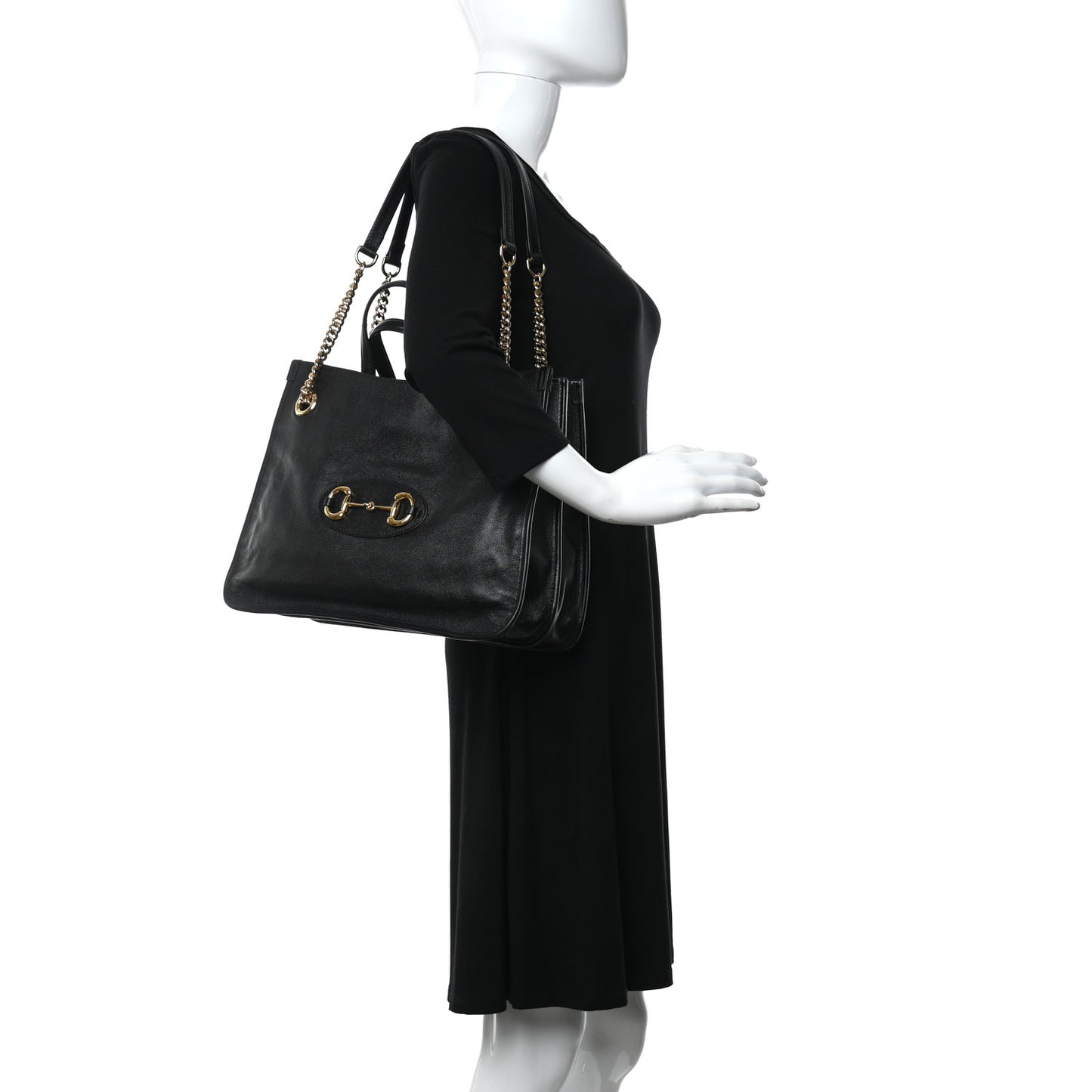 New Sakai Calfskin Lux Medium Horsebit 1955 Tote Bag Black