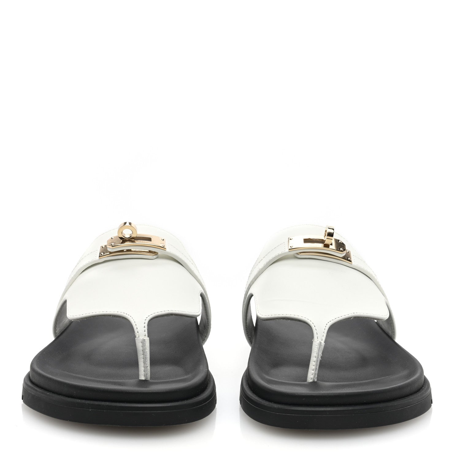 Hermes Calfskin Womens Empire Sandals 37 White 3 of 9