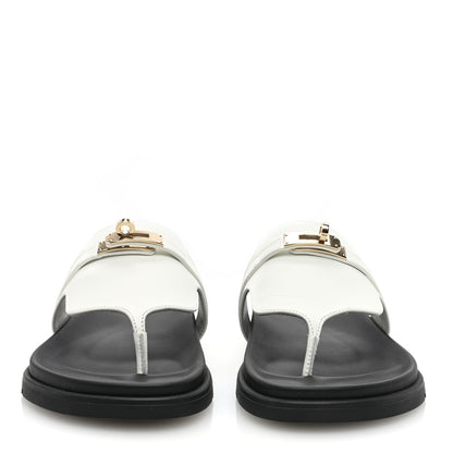 Hermes Calfskin Womens Empire Sandals 37 White 3 of 9