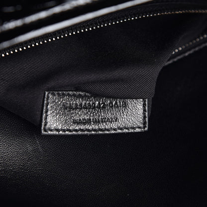 Saint Laurent Patent Crocodile Embossed Lambskin Monogram Medium Niki Chain Satchel Black 7 of 7