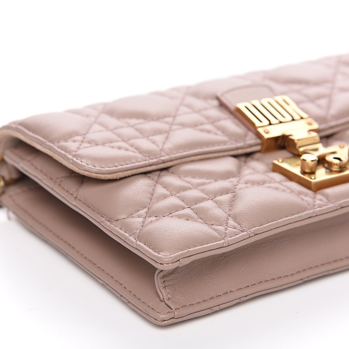 Lambskin Cannage Dioraddict Wallet On Chain Clutch Nude