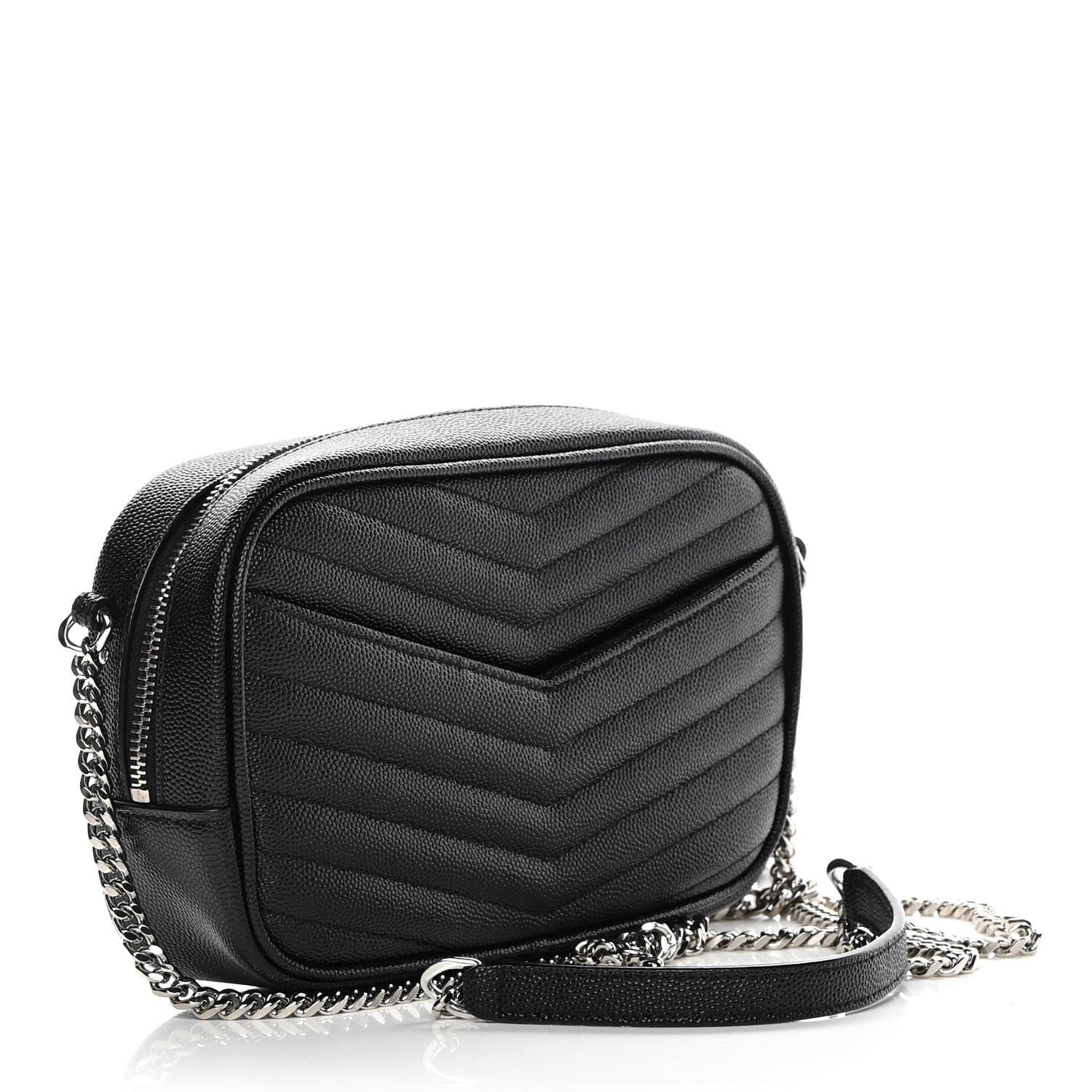 Saint Laurent Grain De Poudre Matelasse Monogram Mini Lou Camera Bag Black 3 of 11