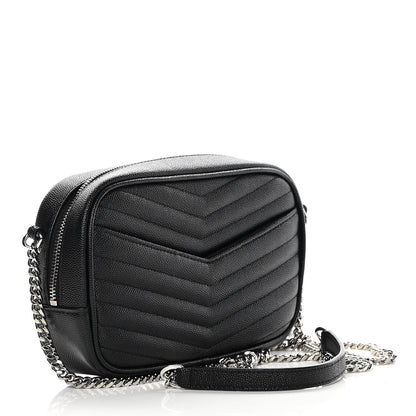 Saint Laurent Grain De Poudre Matelasse Monogram Mini Lou Camera Bag Black 3 of 11