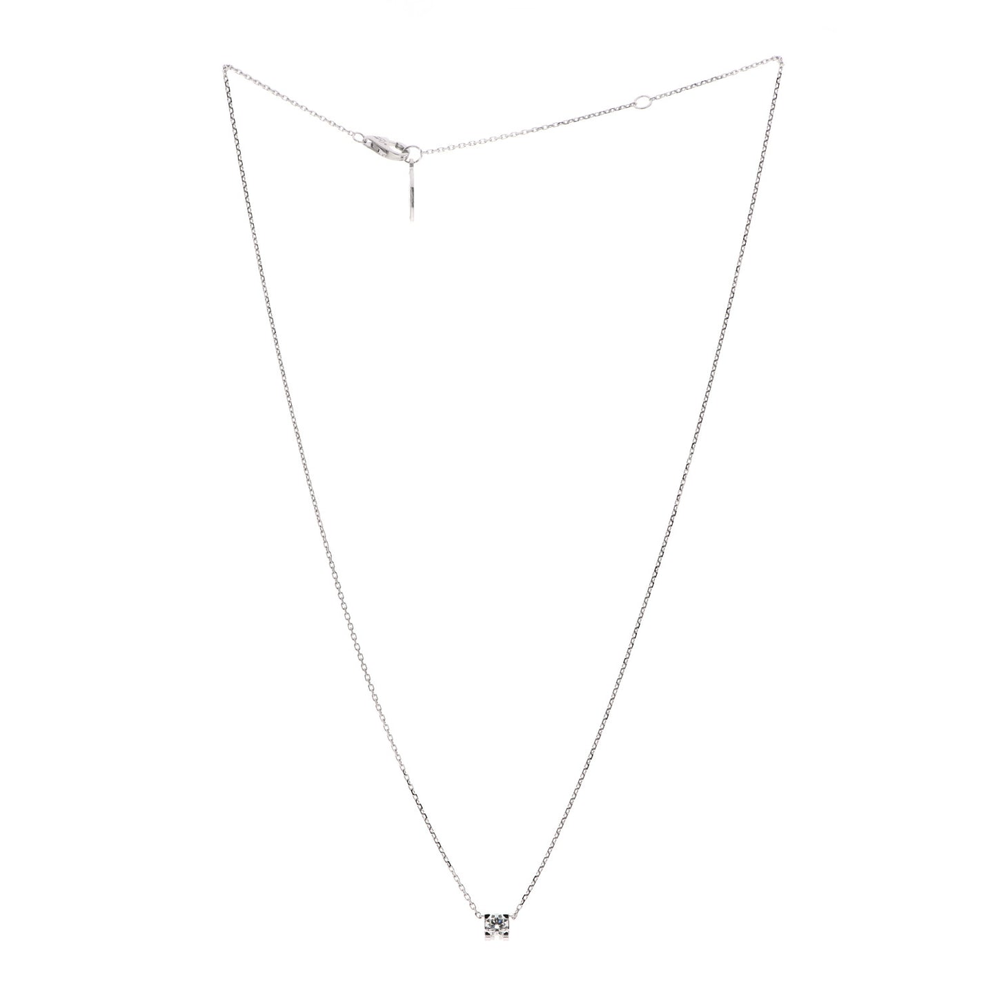 18K White Gold Diamond .24ct C De Cartier Pendant Necklace