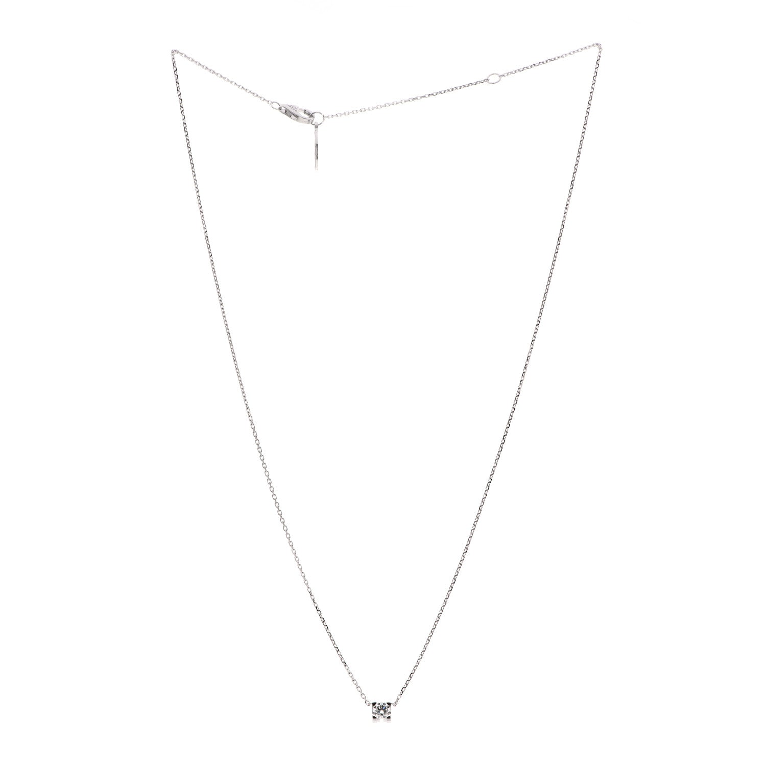 Cartier 18K White Gold Diamond .24ct C De Cartier Pendant Necklace 3 of 5