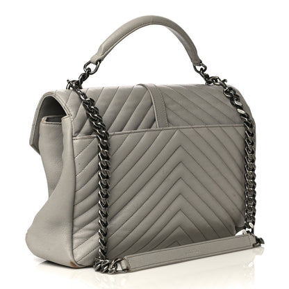 Saint Laurent Sheepskin Matelasse Large Monogram College Satchel Light Grey 2 of 31