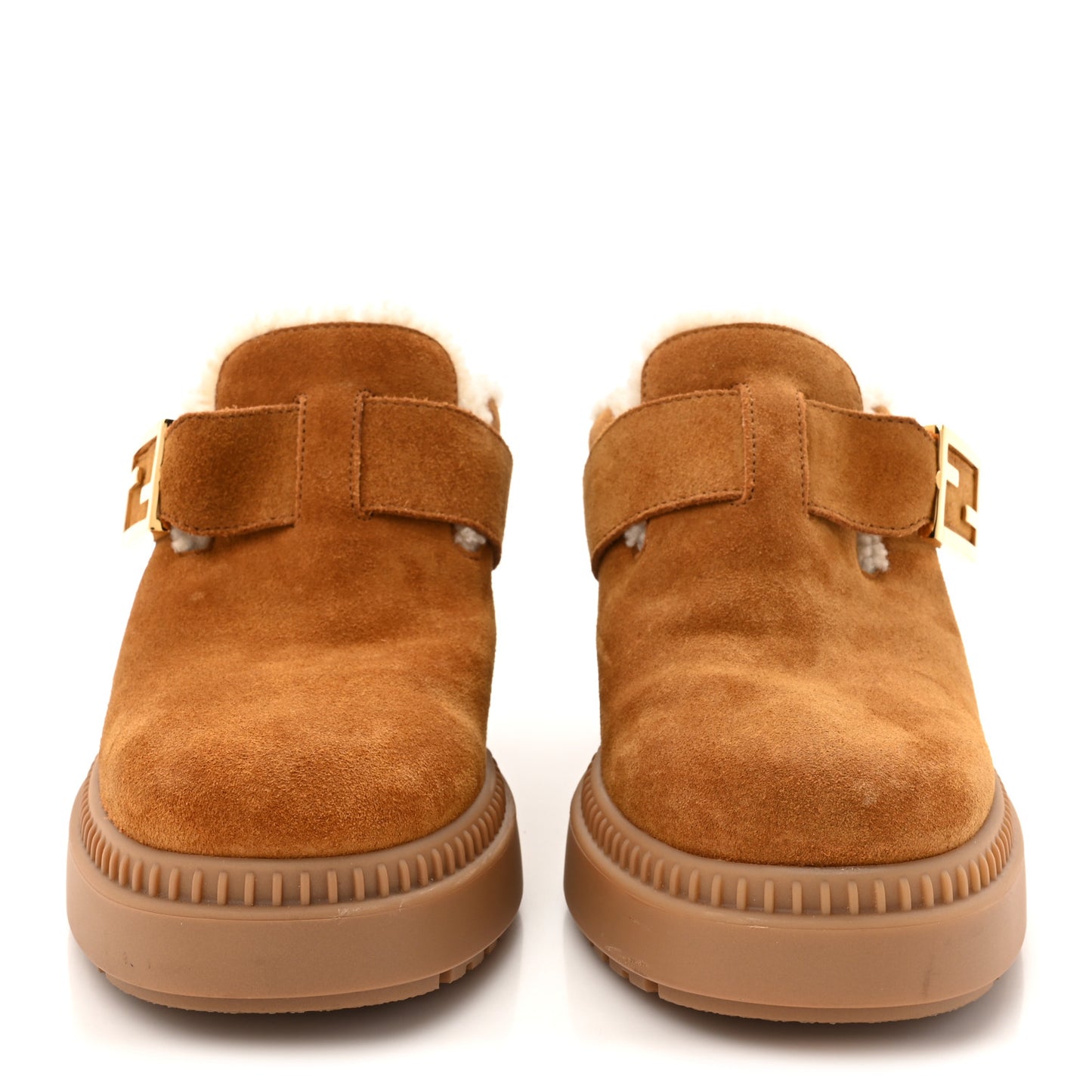 Suede Shearling Clogs 39 Caramello Latte
