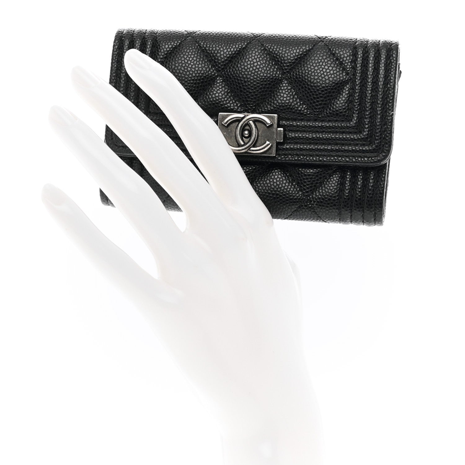Chanel Caviar Quilted Boy Flap Card Holder Black 2 of 8