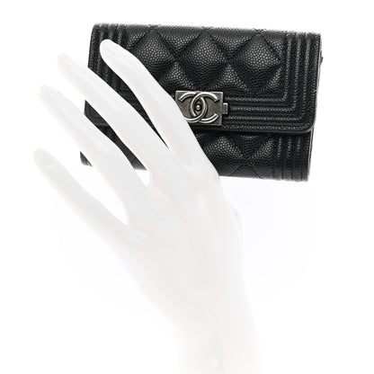 Chanel Caviar Quilted Boy Flap Card Holder Black 2 of 8