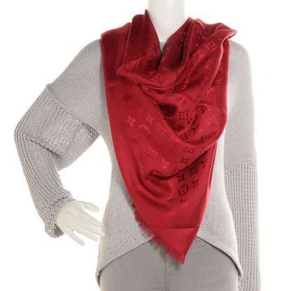 Louis Vuitton Silk Wool Monogram Shawl Pomme D'Amour 2 of 5