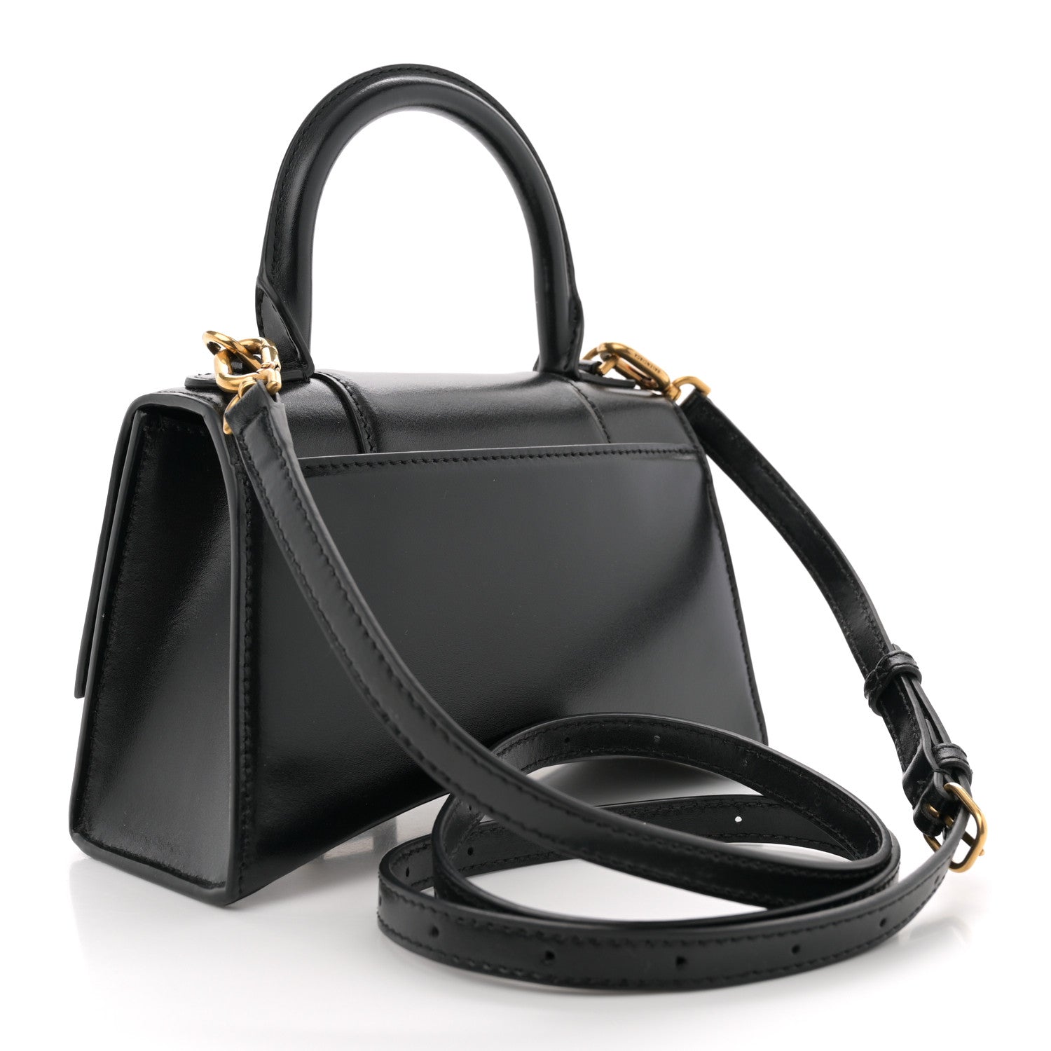 Balenciaga Shiny Box Calfskin Hourglass Top Handle Bag XS Black 3 of 10