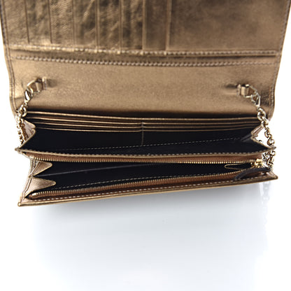 Gucci Crystal Monogram Metal Bar Chain Wallet Gold 5 of 8