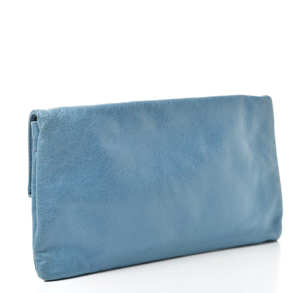 Balenciaga Agneau Giant 21 Rose Gold Hardware Envelope Clutch Bleu Tropical 3 of 7