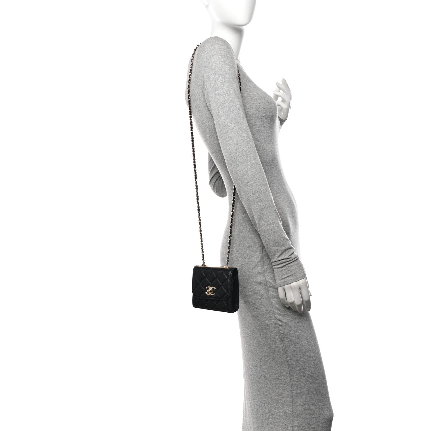 Chanel Lambskin Quilted Mini Trendy CC Chain Wallet Black 2 of 11