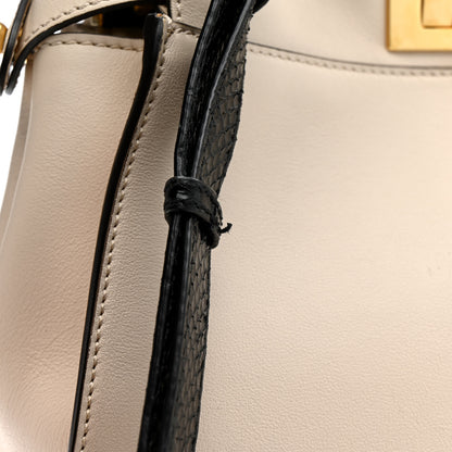 Fendi Vitello Seta Snakeskin Monster Eyes Medium Peekaboo Iconic Satchel  Amido Sand Black 56 of 57