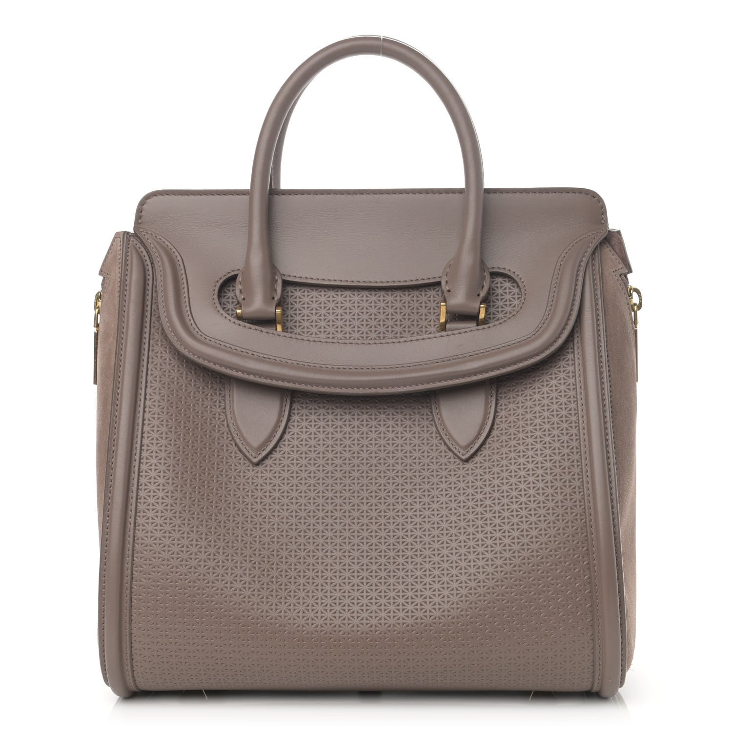 Alexander McQueen Calfskin Embossed Suede Large Heroine Tan 1 of 13