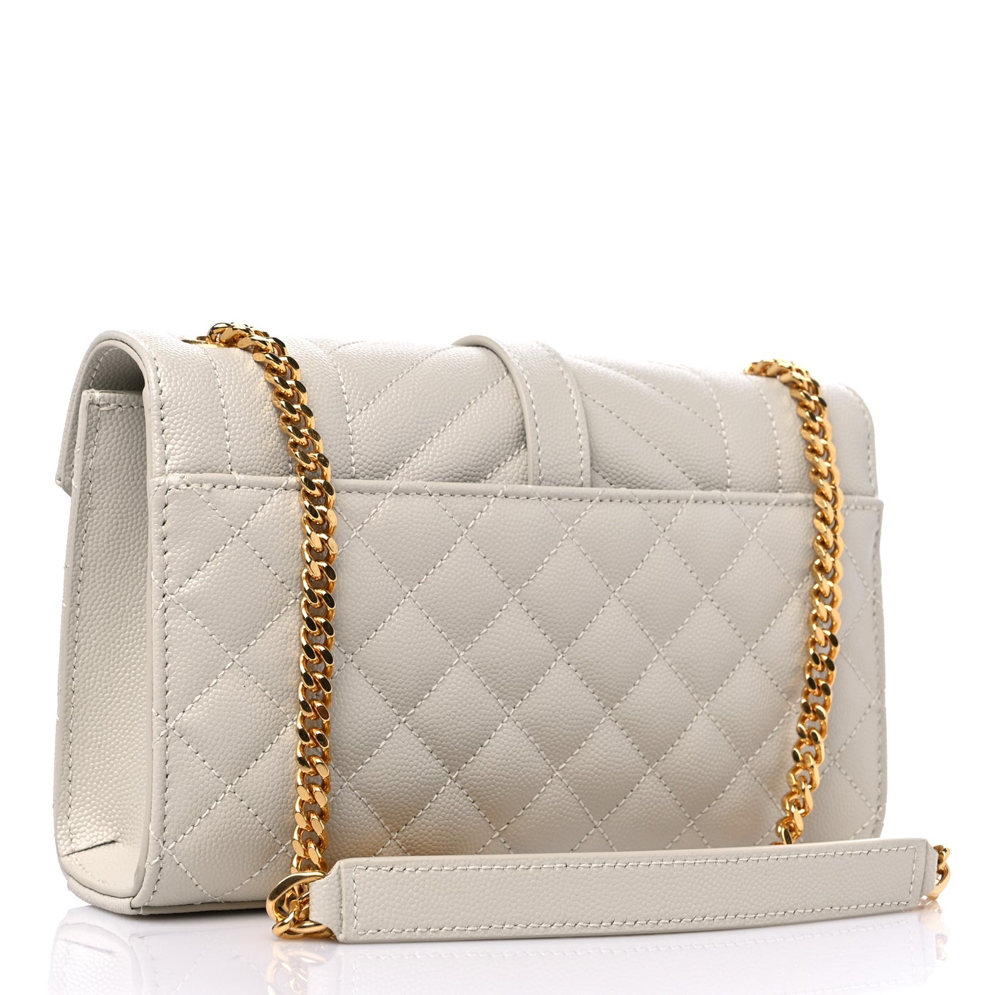 Grain De Poudre Textured Mixed Matelasse Triquilt Small Monogram Satchel Blanc Vintage