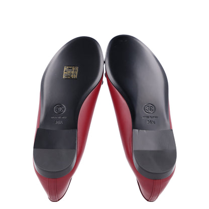 Chanel Lambskin Cap Toe CC Ballerina Flats 36.5 Burgundy Black 6 of 9